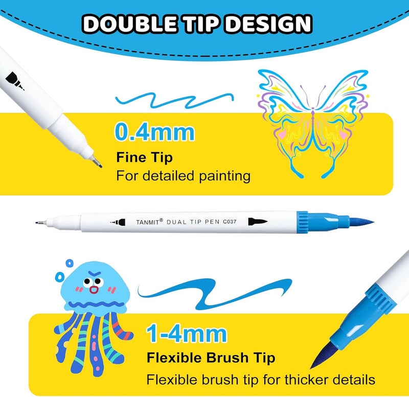 TANMIT Markers for Adult Coloring Books No Bleeding, 72 Colors Dual Tip Art Markers Set with Fine and Brush Tip Pens for Journaling Sketch Hand Lettering - Image 2